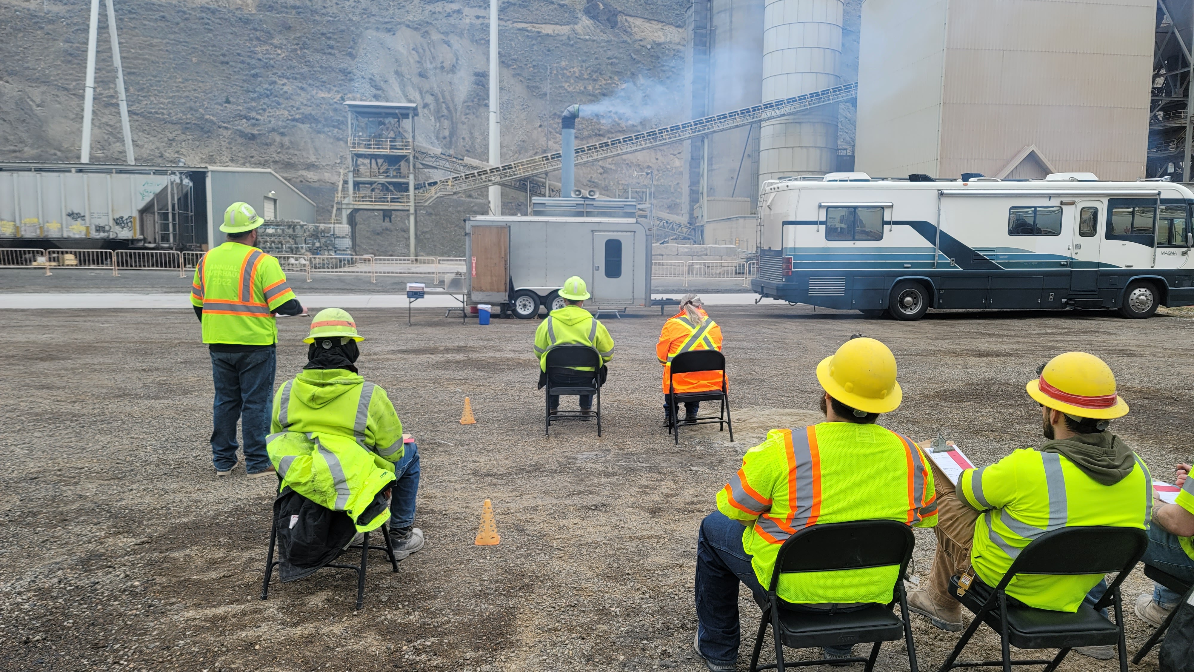 Smoke School private field training at an industrial facility.